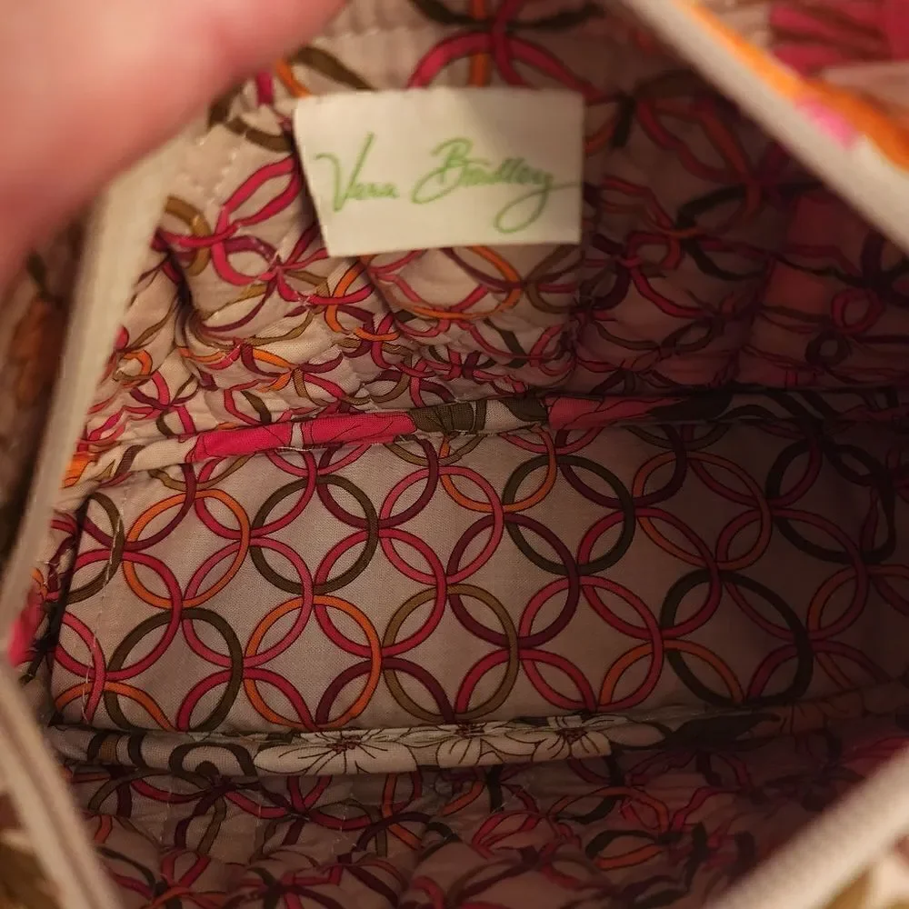 Vera Bradley Grey Pink Floral Crossbody Bag Purse